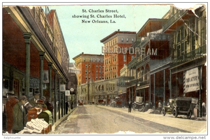 St Charles Street - Showing St. Charles Hotel - New Orleans (Dechirure Sur Le Coin Superieur Droit) - New Orleans