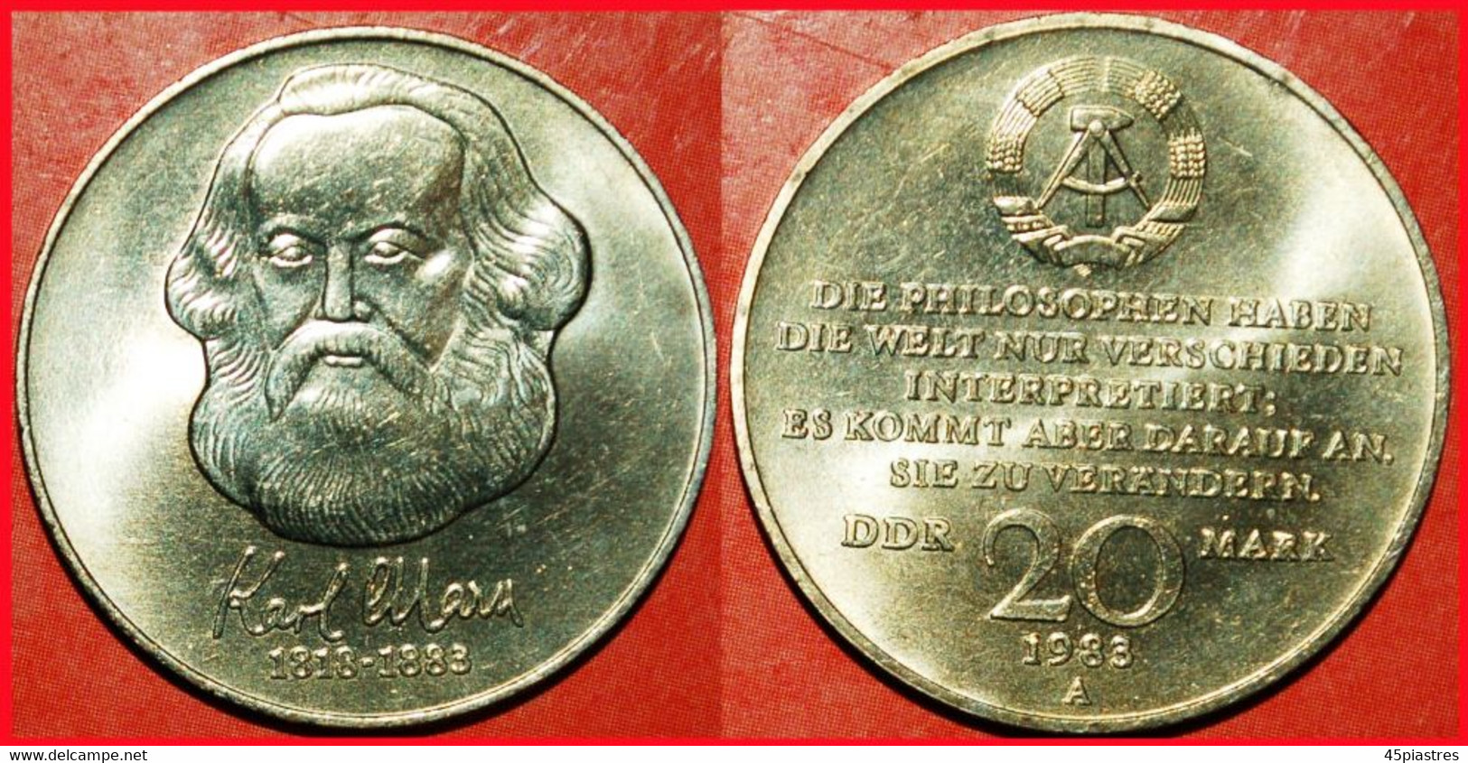 * **COMMUNISM 20 Mark 1983 ** KARL MARX  1818-1883  **  Alemania Deutschland Germany Allemagne LOW START!   NO RESERVE! - 20 Mark