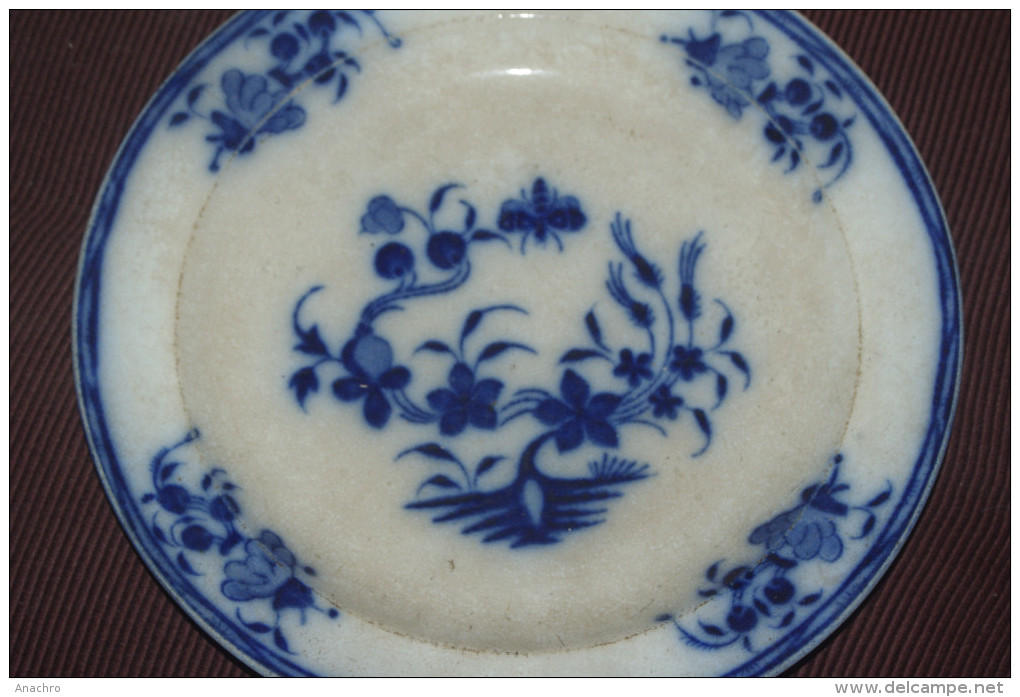 ASSIETTE CAPPELLEMANS SMITH Faïence Anglaise 1852 BOUQUET FLEURS BLEU ABEILLE - Jemappes (BEL)