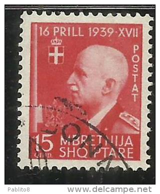 ALBANIA 1942 UNIONE ITALO-ALBANESE 15 Q TIMBRATO USED - Albanie