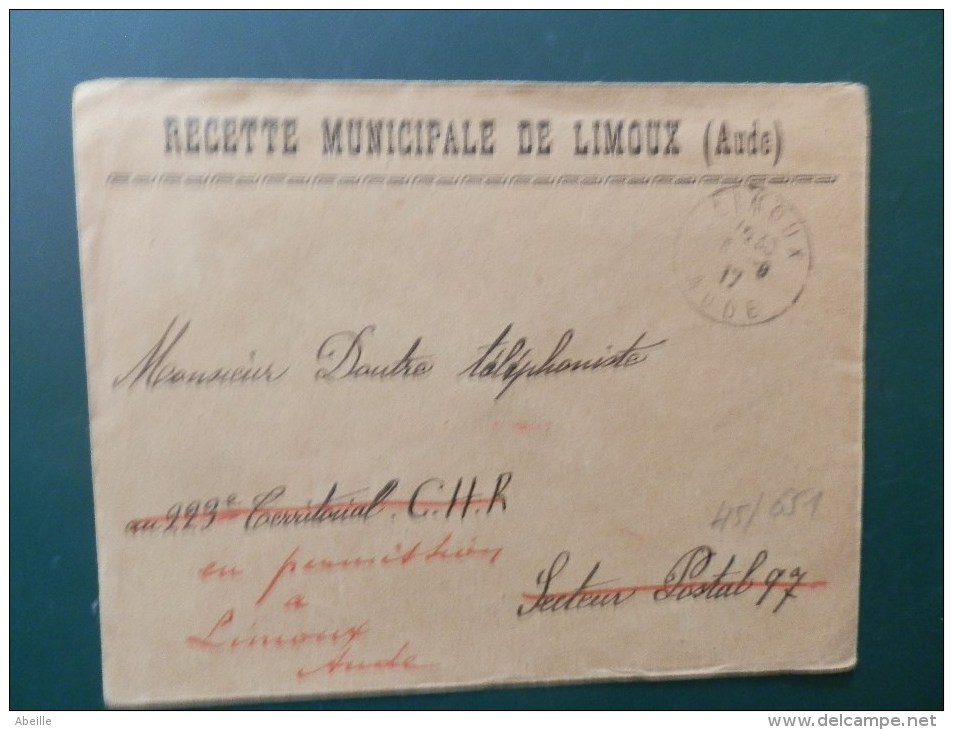 45/651   LETTRE LIMOUX  1917 - 1877-1920: Semi-moderne Periode