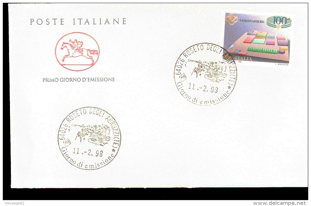 1998 ANNULLO FDC Fiere Nell´economia. 7ª Serie. Fiera Di Verona. - Altri & Non Classificati