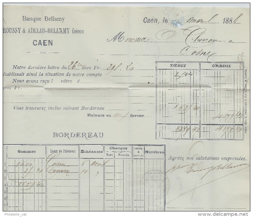 PERFORES DE FRANCE LETTRE  TYPE SAGE  PERFORE  EB      BANQUE BELLAMY  DE CAEN - Otros & Sin Clasificación