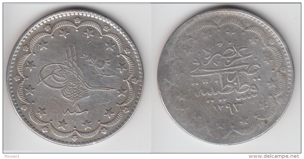 **** TURQUIE - TURKEY - 20 KURUSH AH1293/1 (1876) - ABDUL HAMID II - ARGENT - SILVER **** EN ACHAT IMMEDIAT !!! - Turkije