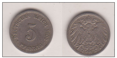 Kaiserreich , 5 Pfennig , Jäger 12 , 1902 E - 5 Pfennig