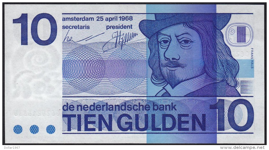 Pays Bas-Netherlands  - 1 X  Nederland 10 Gulden 25-4-1968 UNC -0620216838. - 10 Florín Holandés (gulden)