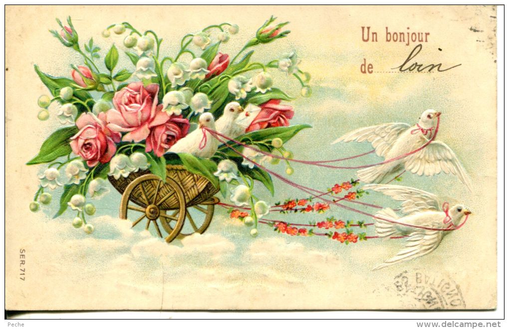N°39781 -cpa Gaufrée (embossed Card)- Un Bonjour De Loin- - Autres & Non Classés