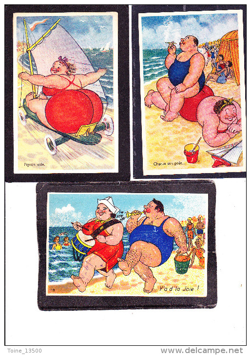 HUMOUR - Grosse Dame  - Lot De 3 Cartes - Humour