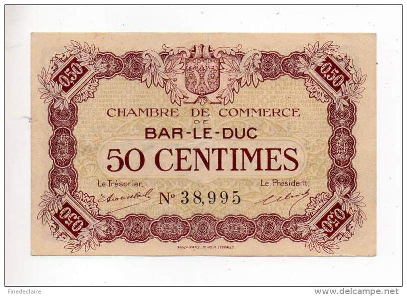 Billet Chambre De Commerce - Bar Le Duc - 50 Cts - 4 Novembre 1920 - Sans Filigrane - Cámara De Comercio