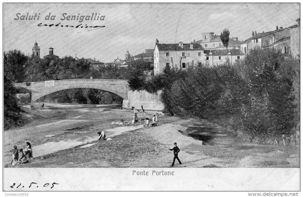 CARTOLINA D'EPOCA DI SENIGALLIA PONTE PORTONE COM'ERA INIZI 900  RARA!! VIAGGIATA NEL 1905 - Senigallia