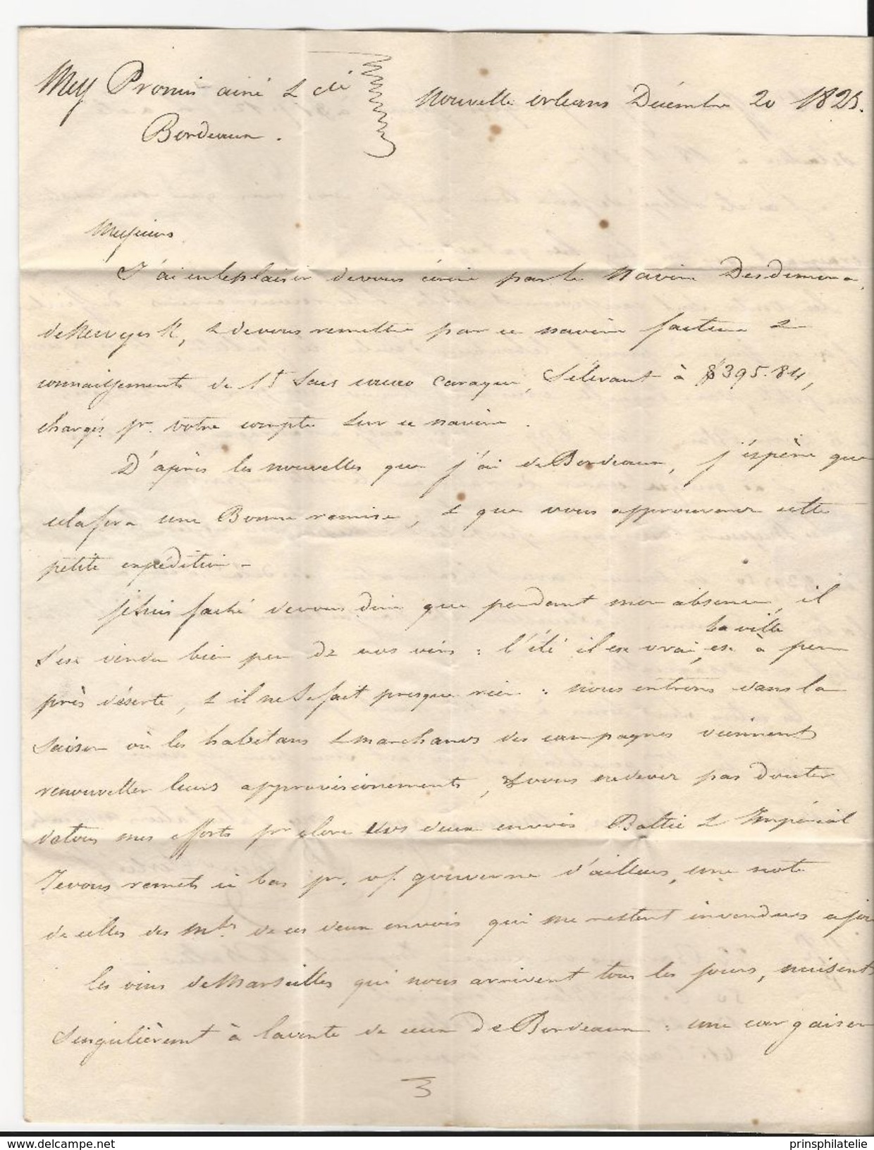 LETTRE DE LA NOUVELLE ORLEANS 1829 AVEC MARQUE D'ENTREE COLONIE PAR LE HAVRE ROUGE ; FRANCE COVER  USA NEW - …-1845 Vorphilatelie