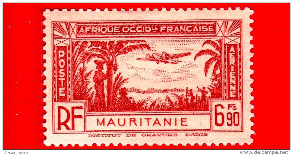 MAURITANIA - Africa Occidentale Francese - AOF - 1940 - Posta Aerea - 6.90 - Neufs