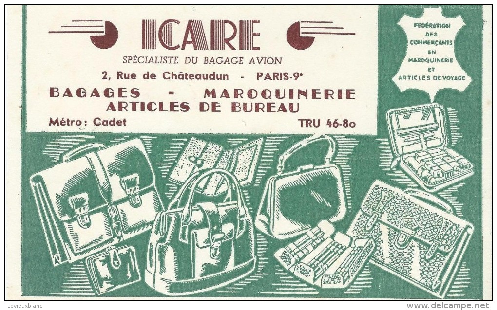 Bagage Avion / Maroquinerie/ ICARE/ Rue De Châteaudun /Paris 9éme / /Vers 1955   BUV166 - B