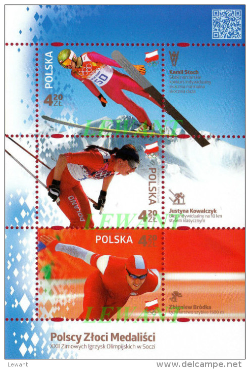2014.04.11. Polish Gold Medalists - Sochi Olympics - MNH Sheet - Nuovi