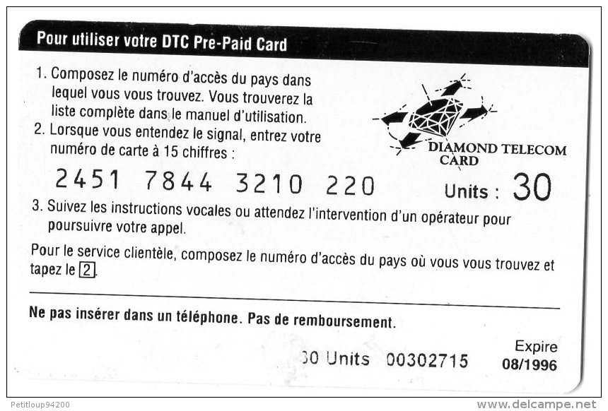 CARTE PREPAYEE PAYS-BAS  30 Units  DIAMOND Africa - Cartes GSM, Prépayées Et Recharges