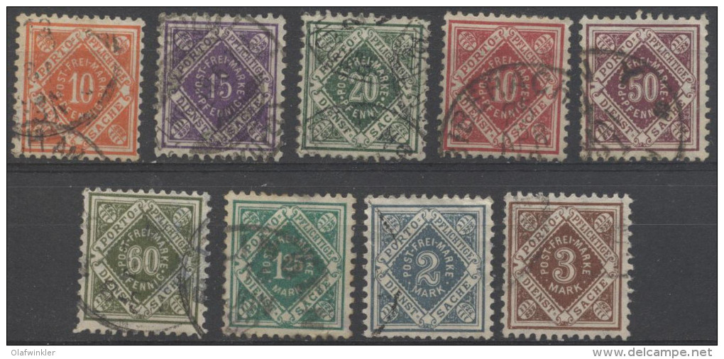 1921 Dienstmarken Ziffern In Raute Mi 150-58 / Sc O18 A.o / Y&T 143-50 Gestempelt / Oblitéré / Used - Autres & Non Classés