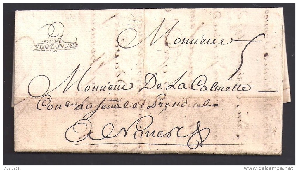 Haute Garonne - DE TOULOUSE  Encadré  Sur Lettre De 1740 - 1701-1800: Precursori XVIII