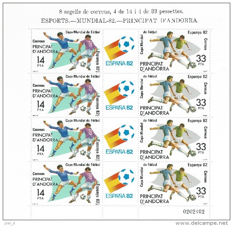 Spanish Andorra Andorre 1982 - Football World Cup Espana Bloc Sheet MNH - 1982 – Espagne