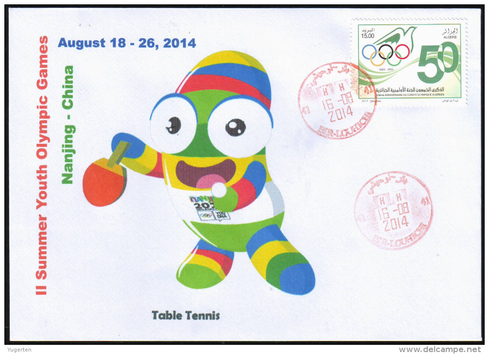 DZ 2014 - Philatelic Cover - 2nd Summer Youth Olympic Games Nanjing China Table Tennis Tennis Tischtennis Ping Pong - Estate 2014 : Nanchino (Giochi Olimpici Giovanili)