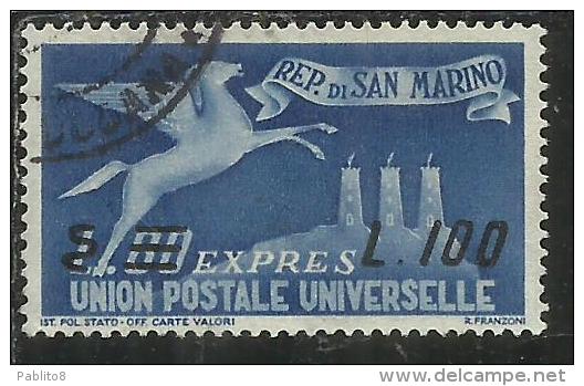 SAN MARINO 1957 ESPRESSI SPECIAL DELIVERY ESPRESSO DEL 1950 SOPRASTAMPATO SURCHARGED LIRE100 SU 80 L. USATO USED - Francobolli Per Espresso