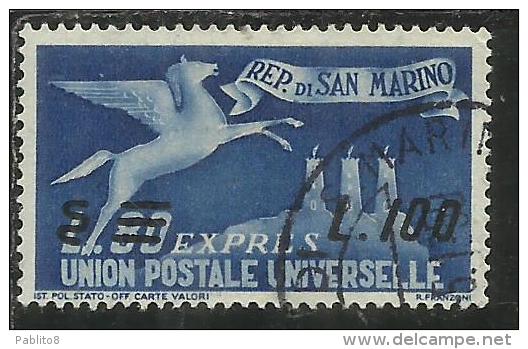 SAN MARINO 1957 ESPRESSI SPECIAL DELIVERY ESPRESSO DEL 1950 SOPRASTAMPATO SURCHARGED LIRE100 SU 80 L. USATO USED - Francobolli Per Espresso