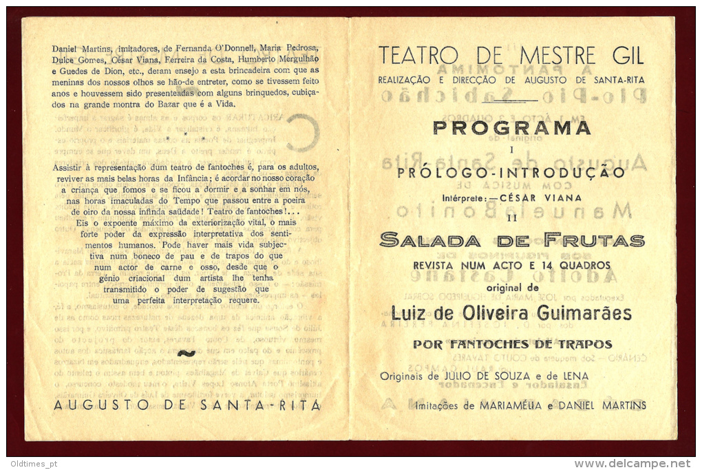 PORTUGAL - LISBOA - TEATRO DO MESTRE GIL - 1943 OLD PROGRAM - Programs