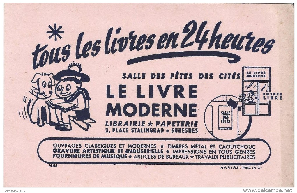 Le Livre Moderne / Librairie-papeterie/ 2 Place Stalingrad / SURESNES/ /Vers 1950     BUV184 - Papeterie