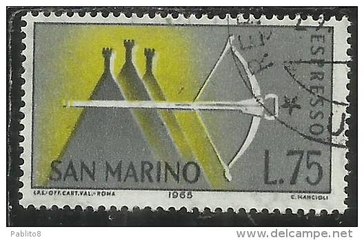 SAN MARINO 1966 ESPRESSI SPECIAL DELIVERY ESPRESSO BALESTRA LIRE 75 USATO USED - Francobolli Per Espresso