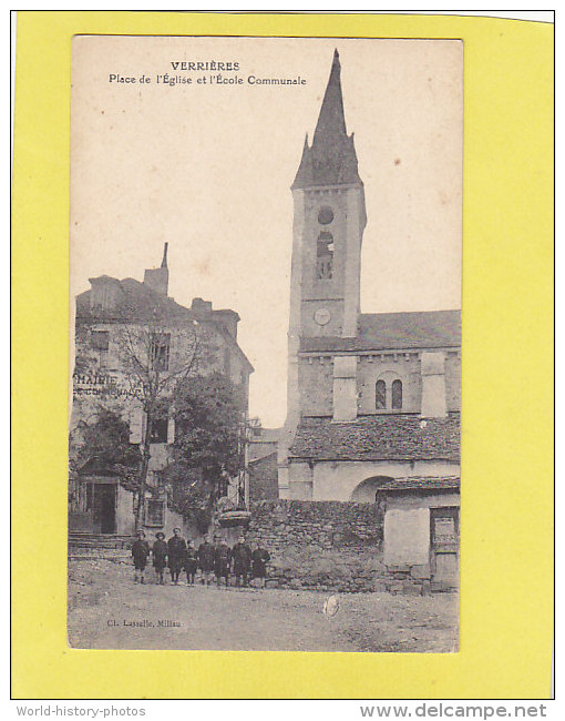 CPA - VERRIERES - Place De L'église Et L'école Communale - Autres & Non Classés