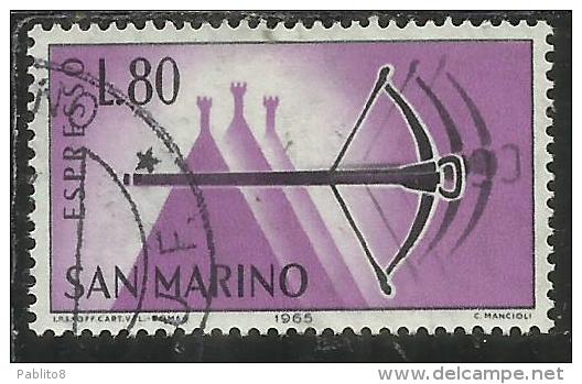 SAN MARINO 1966 ESPRESSI SPECIAL DELIVERY ESPRESSO BALESTRA LIRE 80 USATO USED - Francobolli Per Espresso