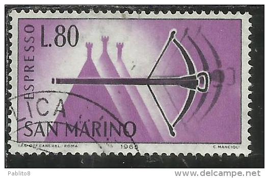 SAN MARINO 1966 ESPRESSI SPECIAL DELIVERY ESPRESSO BALESTRA LIRE 80 USATO USED - Francobolli Per Espresso
