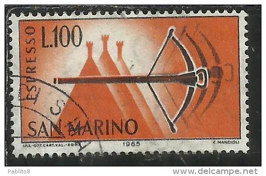 SAN MARINO 1966 ESPRESSI SPECIAL DELIVERY ESPRESSO BALESTRA LIRE 100 USATO USED - Francobolli Per Espresso