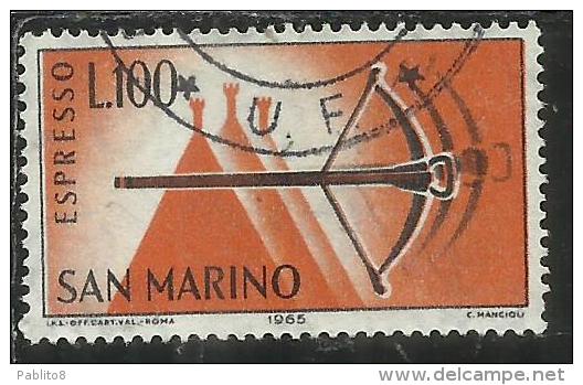 SAN MARINO 1966 ESPRESSI SPECIAL DELIVERY ESPRESSO BALESTRA LIRE 100 USATO USED - Francobolli Per Espresso