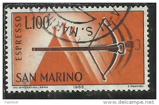 SAN MARINO 1966 ESPRESSI SPECIAL DELIVERY ESPRESSO BALESTRA LIRE 100 USATO USED - Francobolli Per Espresso