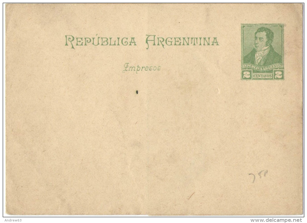 ARGENTINA - ARGENTINE - Intero Postale - Entier Postal - WRAPPER 2 CENTAVOS - Not Used - Postwaardestukken