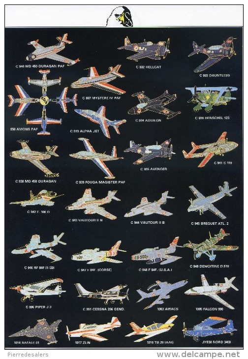 NC - Pin's 1 - Avion - Flight - Flug - Armée De L'Air - Ouragan - Falcon - Fouga - Nord - Vautour - Etc Scan Recto Verso - Luchtvaart