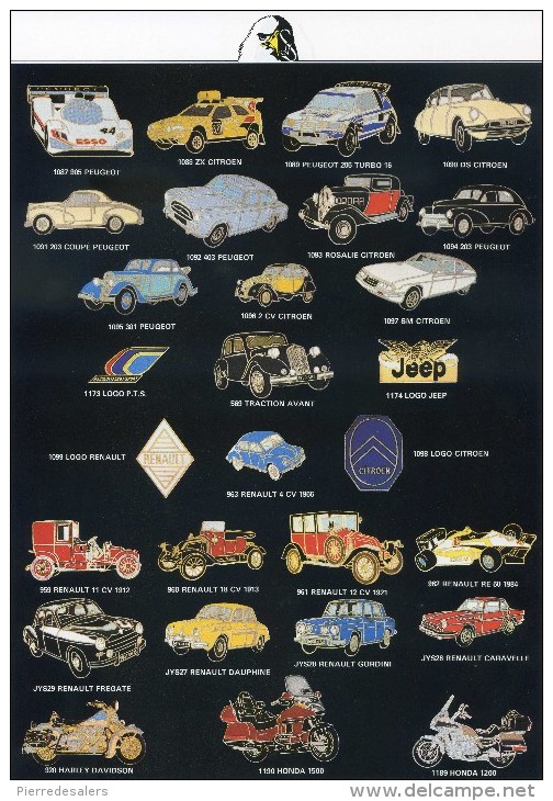 NC - Pin's 1 - Véhicule Militaire - ONU - Char - Voiture Citroën DS - Traction - Peugeot - Renault - Moto - R8 Gordini - - Véhicules