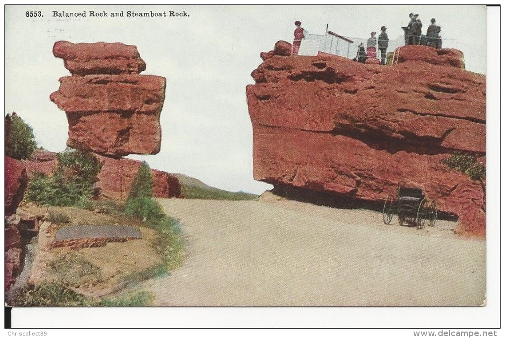 Carte Postale Colorado 1920 : Garden Of The Gods : Balanced Rock And Steamboat Rock - Rocky Mountains