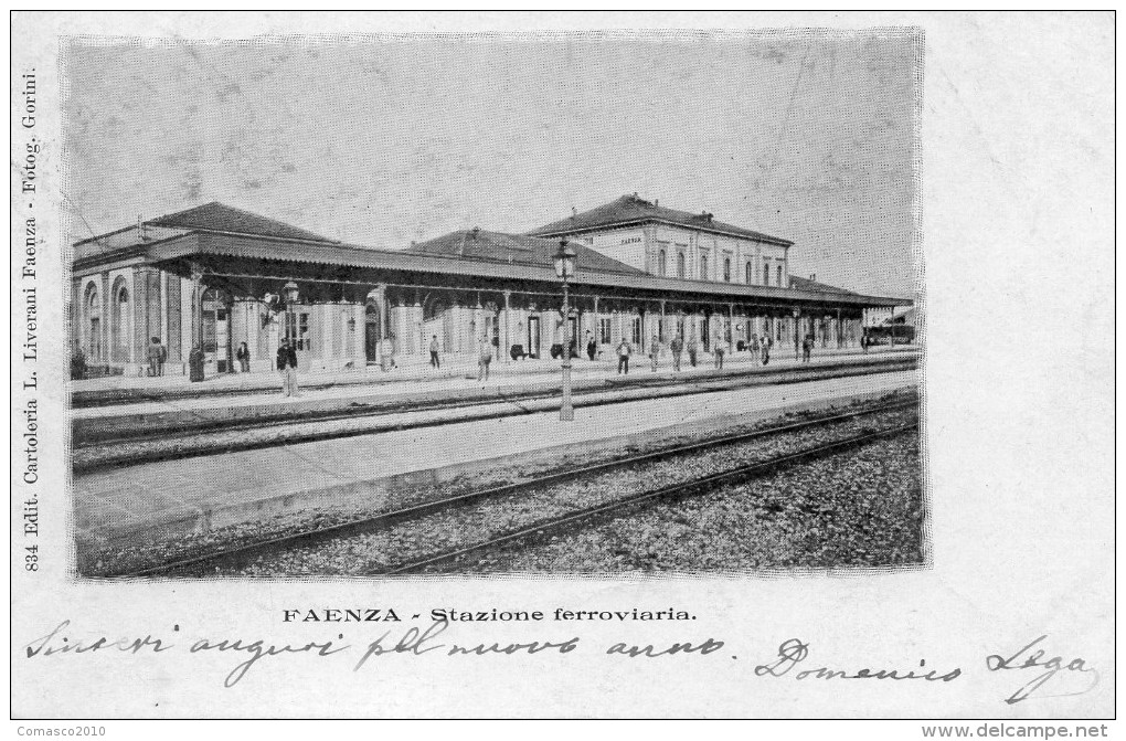 CARTOLINA D'EPOCA STAZIONE FERROVIARIA DI FAENZA COM'ERA INIZI 900 VIAGGIATA NEL 1905 - Faenza