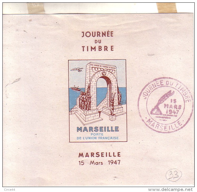 JOURNEE DU TIMBRE MARSEILLE PORTE DE L'UNION FRANCAISE.MUSEE CANTINI.LOUVOIS - Blocs & Carnets