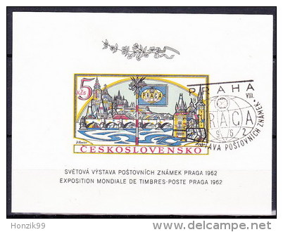 Tchécoslovaquie 1962 Mi Bl.18 B (Yv BF 21a) Type III, Obliteré - Plaatfouten En Curiosa