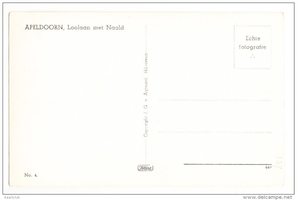 Apeldoorn - Loolaan Met  Naald (met Oud A.N.W.B. Bord)   -  Gelderland / Nederland - Apeldoorn