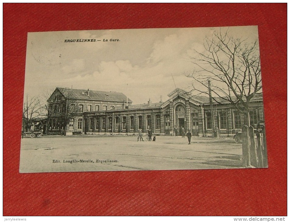 ERQUELINNES  -  La Gare     -  1910   -  (2 Scans) - Erquelinnes