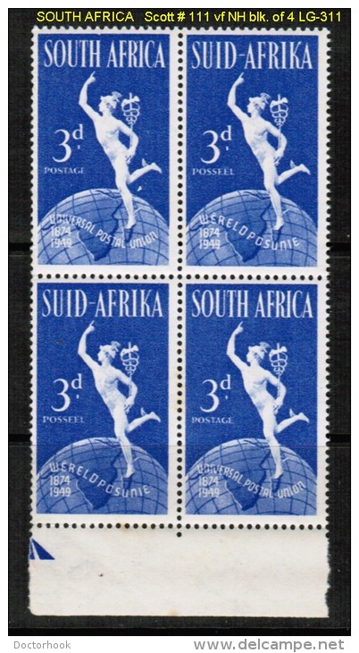 SOUTH AFRICA   Scott  # 111**  VF MINT NH BLK. Of 4 - Unused Stamps