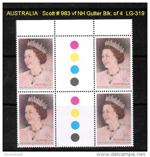 AUSTRALIA   Scott  # 983**  VF MINT NH GUTTER BLK. Of 4 - Volledige & Onvolledige Vellen