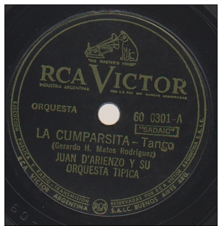 78 Schellackplatte_ Juan D´Arienzo Y Su Orquesta Tipica - La Cumparsita - La Punalada_Tango - 78 Rpm - Schellackplatten
