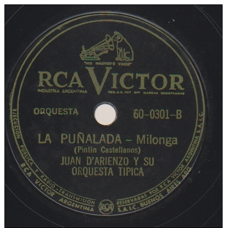 78 Schellackplatte_ Juan D´Arienzo Y Su Orquesta Tipica - La Cumparsita - La Punalada_Tango - 78 Rpm - Schellackplatten