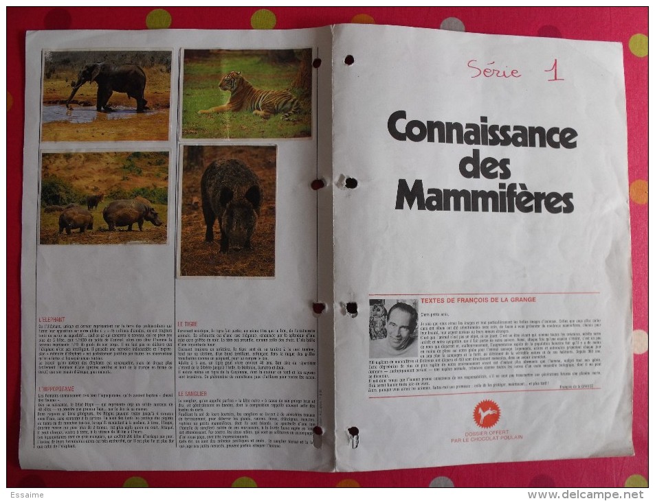 Chocolat Poulain. Dossier Connaissance N° 1 ; Mammifères. Complet. Années 1970 - Poulain