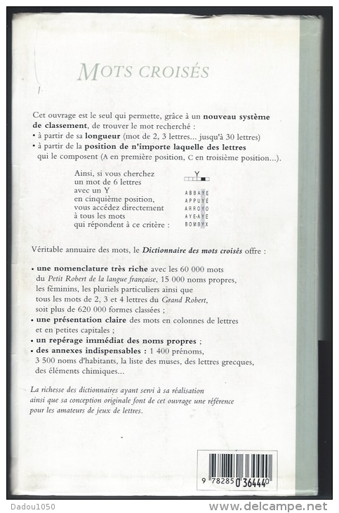 Dictionnaire Des Mots Croisés LE ROBERT 1998 - Dictionnaires