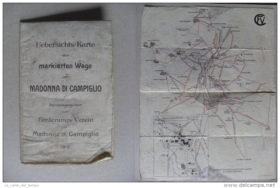 Cartina/Uebersichts-Karte Der Markierten Wege Um MADONNA DI CAMPIGLIO 1912 - Europa